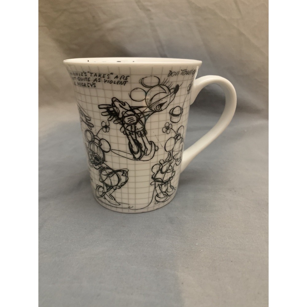 Disney "MINNIE MOUSE" Sketch Sketchbook Coffee/Tea CERAMIC CUP MUG Black & White
